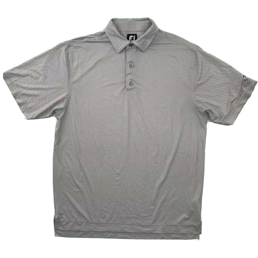 FootJoy Men's Gray Houndstooth Golf Polo T-Shirt Wolfdancer Golf Club Size M